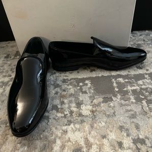 Hugo boss black patent leather womens loafer